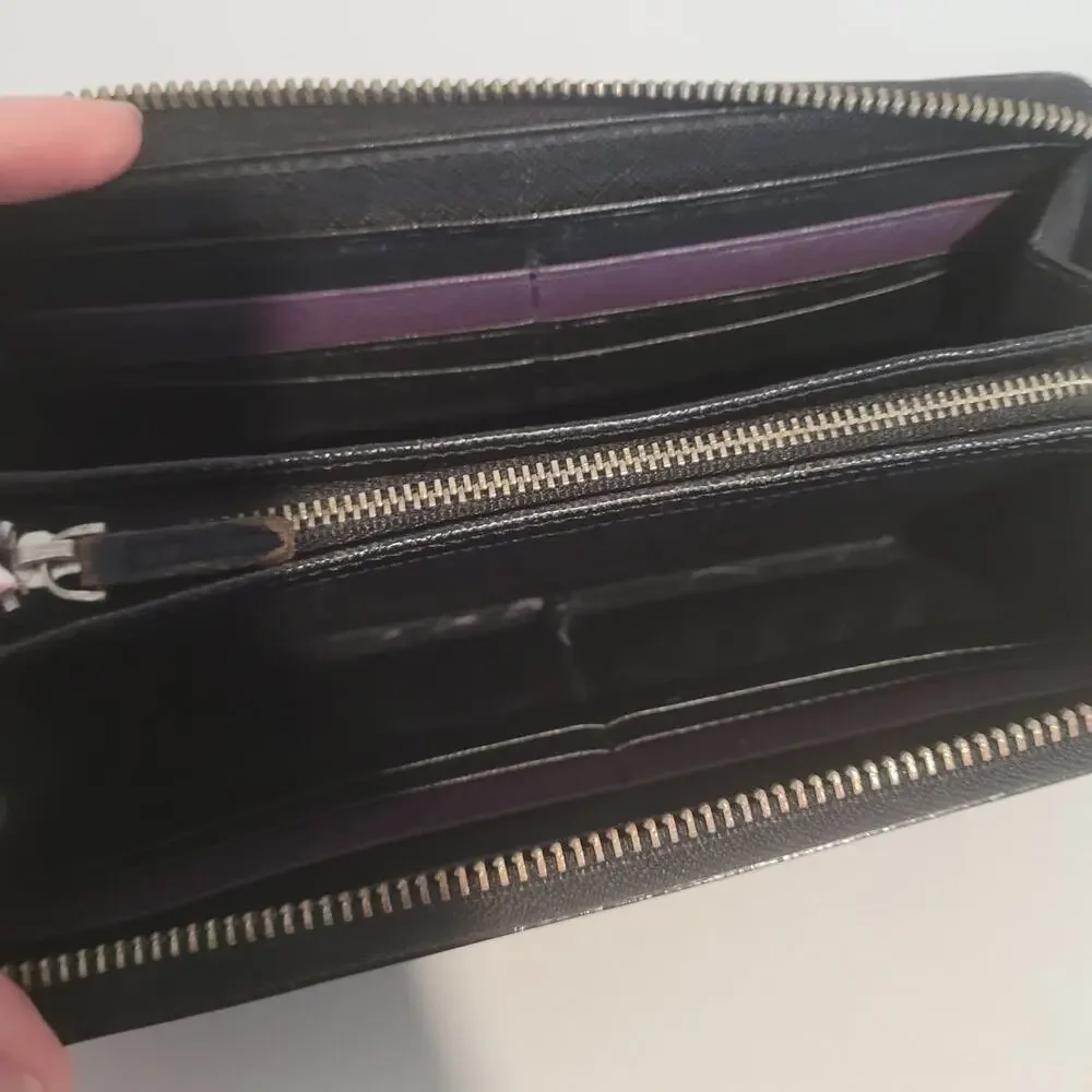 Paul Smith Black Leather Zip‎ Around Card Bill Large Wallet Long Designer